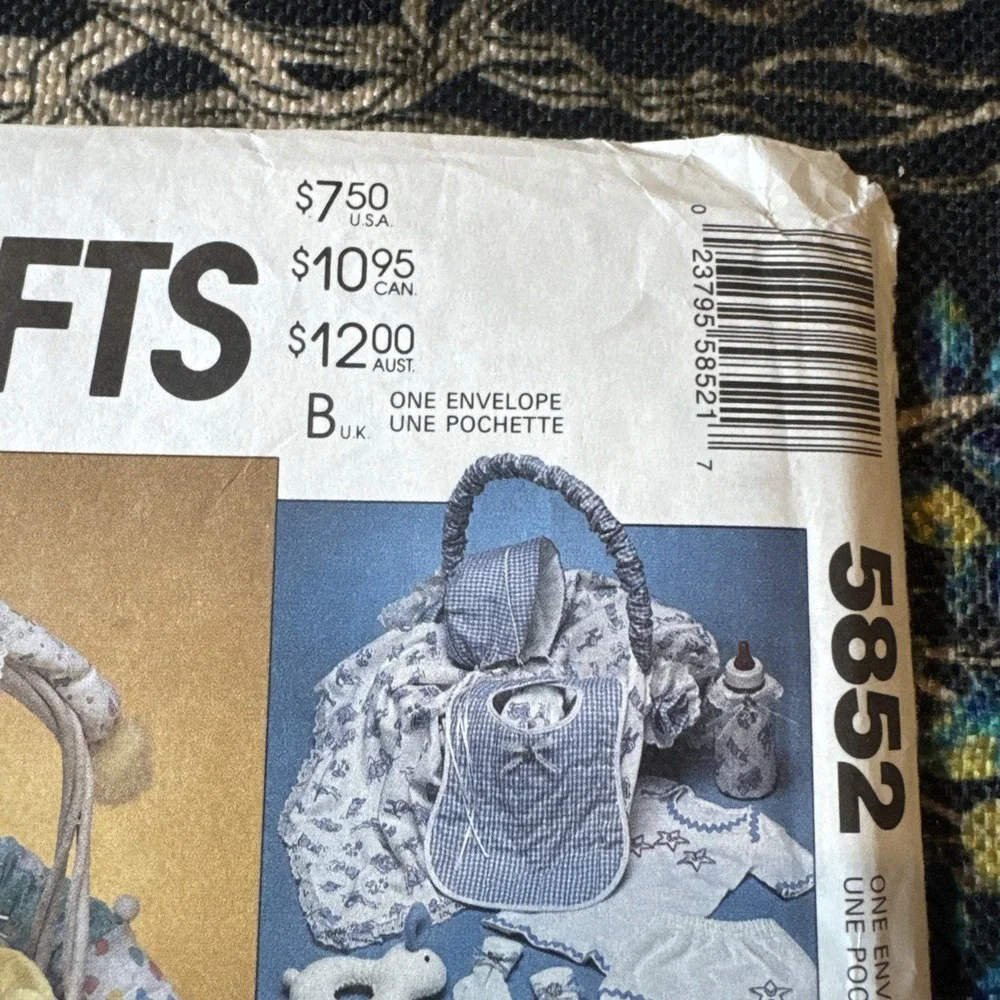 McCall's Crafts Sewing Pattern 5852 Rabbit Basket Gift Bib Bonnet Blanket FF